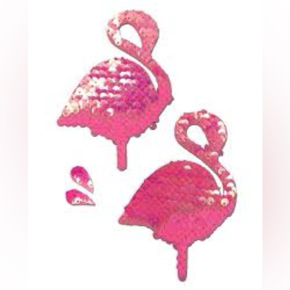 Pastease Hot Pink Iridescent Flip Sequin Sequins Flamingo Nipple Pasties NWT